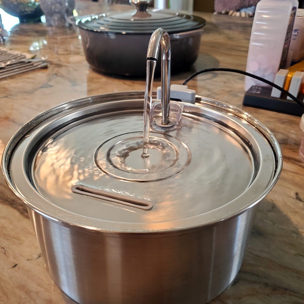 Stainless Steel Pet Water Fountain - Silver